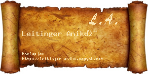 Leitinger Anikó névjegykártya